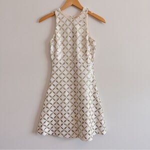 Dress the Population Mia Ivory and Gold Sequin Dress